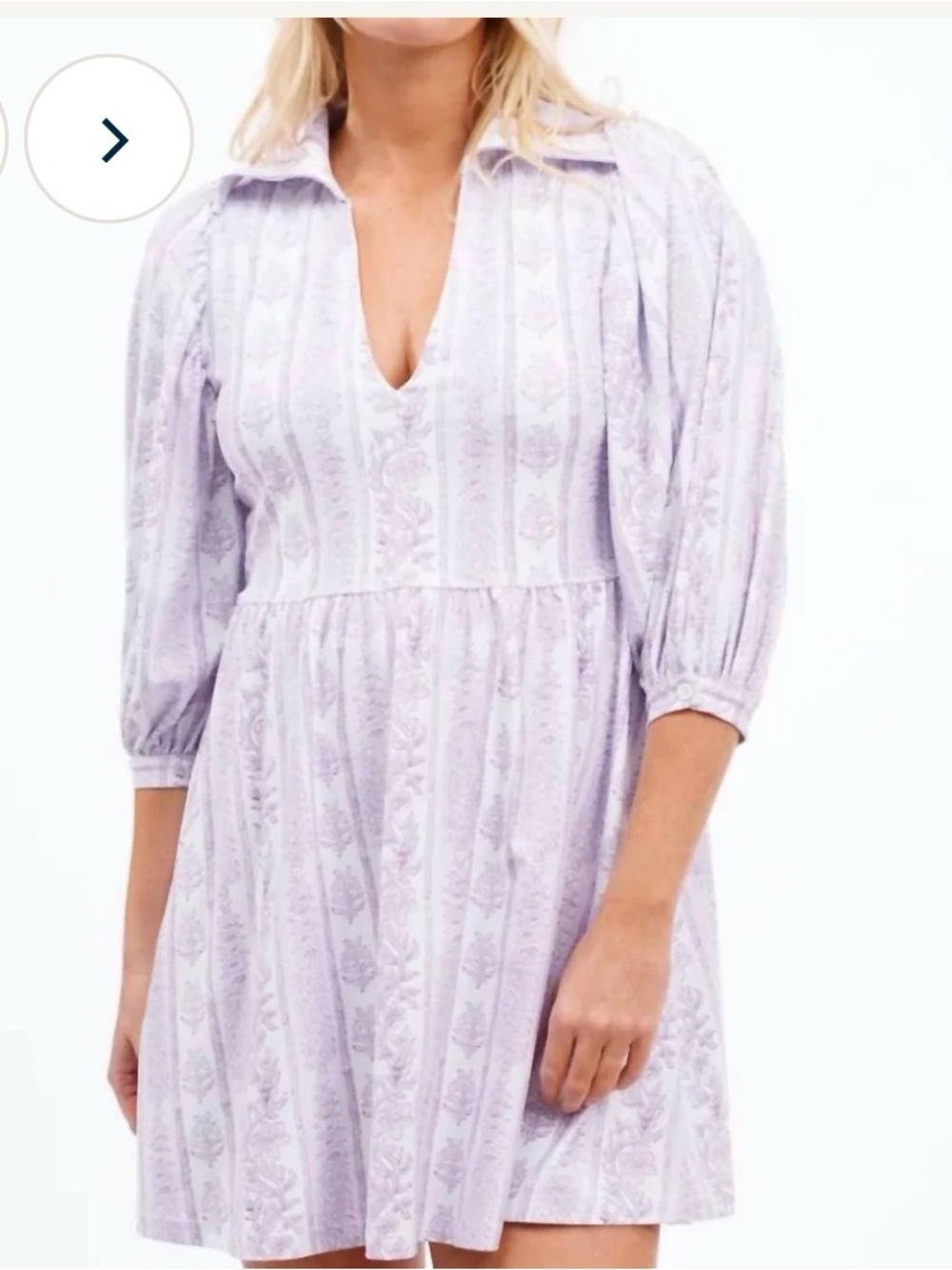 Smith & Quinn Charlotte Lavender Haze V-Neck Dress with Puff Sleeves